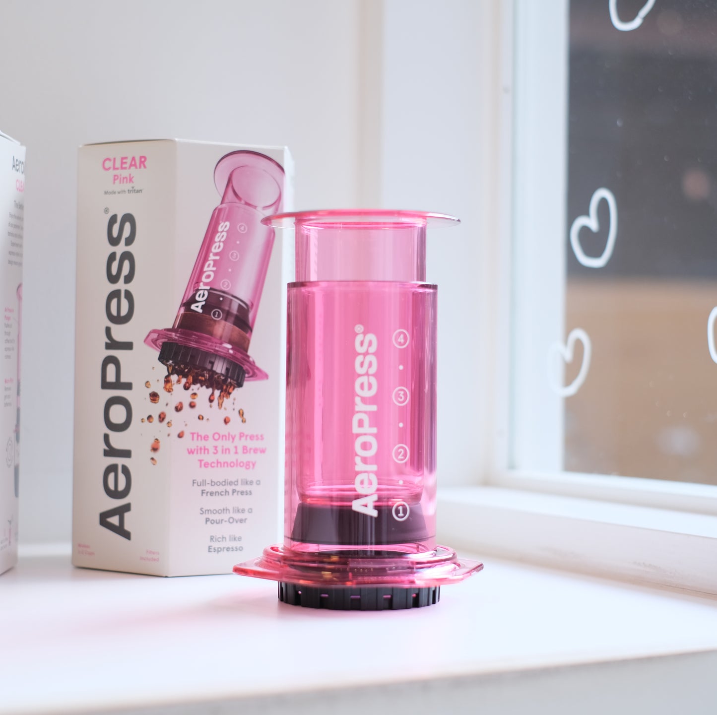 新入荷！【国内送料無料＆100gコーヒー豆付！】エアロプレス クリアカラー ピンク AeroPress® Clear Colors Coffee Maker